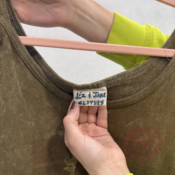 Liz & Jane Dress Womens Medium Large Brown Sun Print Sleeveless Boho Made USA - Picture 7 of 9